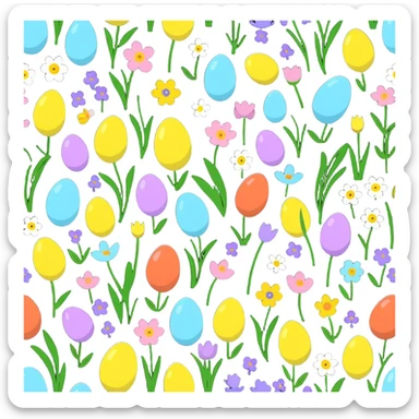 spring flowers and Easter eggs sticker