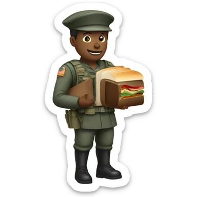Soldier holding a bible and sandwich in each hand  sticker