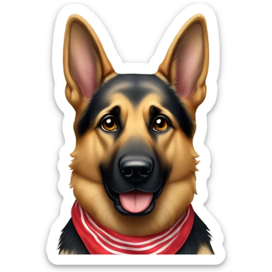 German shepherd weighs 90 pounds wearing USA bandana  sticker