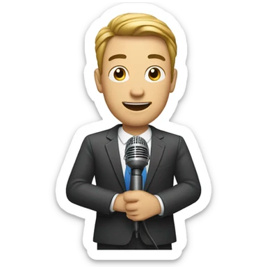 man news reporter with microphone sticker