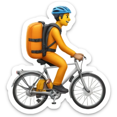 orangener Lieferando fahrradfahrer mit gelben rucksack sticker