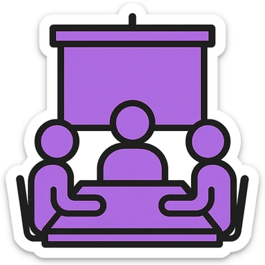 Meeting room in purple colors sticker