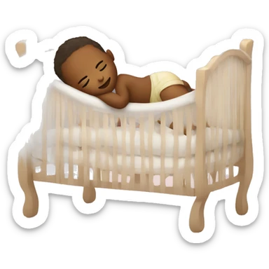 Baby sleeping in a giant crib sticker