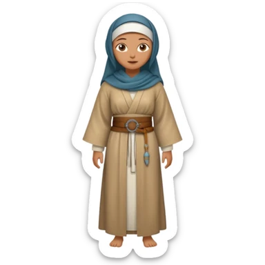 fullbody Jerusalem woman in historical attire, robe, belt, and headscarf, no Christian or religious symbols sticker