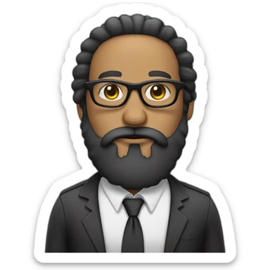 baldhead with big black beard looking proffesional with geek glasses sticker