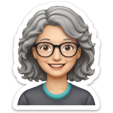 Femme 53 ans lunettes cheveux gris ondulés  sticker