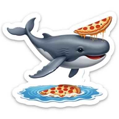 Whale jumping out of water eating pizza  sticker