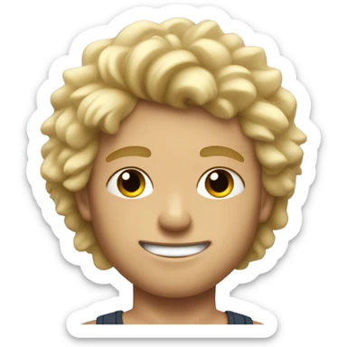 Attractive blonde boy with muscles with fluffy hair sticker