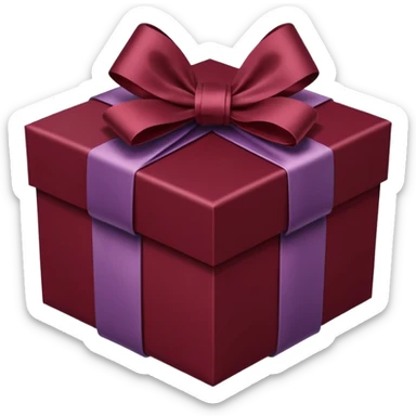 burgundy gift box with ribbon sticker