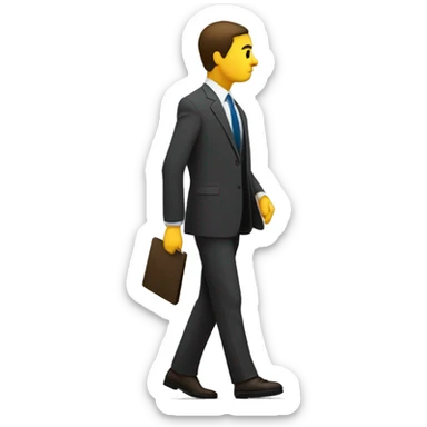 Ignoring leader: A figure in a suit, walking to the le in a side view, looking arrogantly upward.
Flat design, simple  sticker