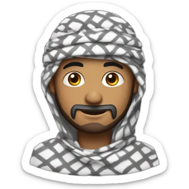 arabic man with keffiyeh wrapped on his head sticker