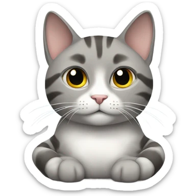 Gray tabby/calico cat meditating sticker