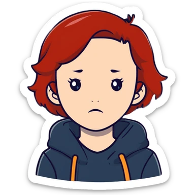 redhead girl sad expression sticker