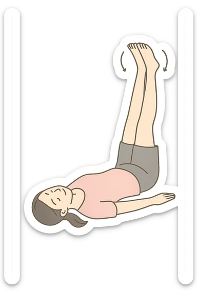 Donna con gambe alzate sdraiata per la routine circolatoria sticker