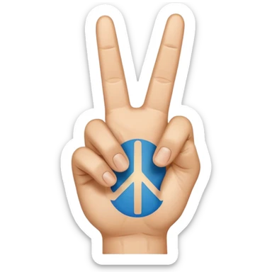 A piece hand sign with the thumb open . With 3 fingers closed. 2 open for the piece and the thumb open sticker