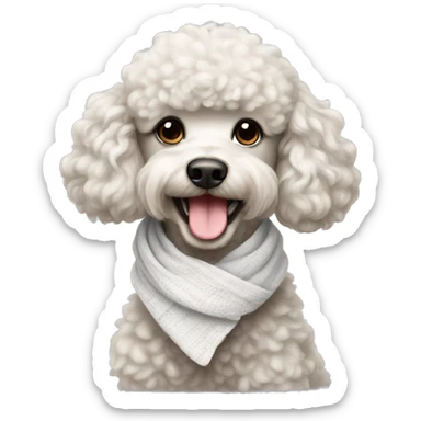 poodle with white scarf sticker