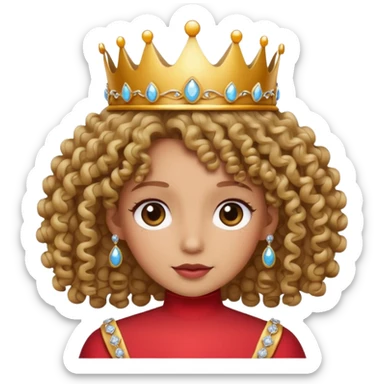 a curly head with a tiara sticker