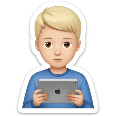 boy watching a tablet sticker