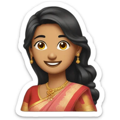 Indian 23 year old female, saree, smiling and winking  sticker