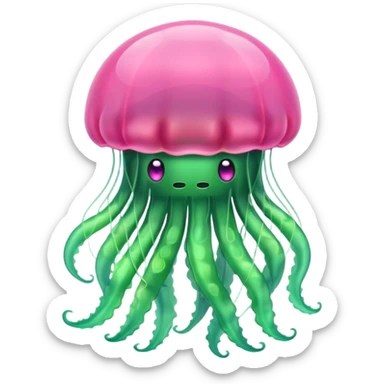 Cute green pink jellyfish sticker