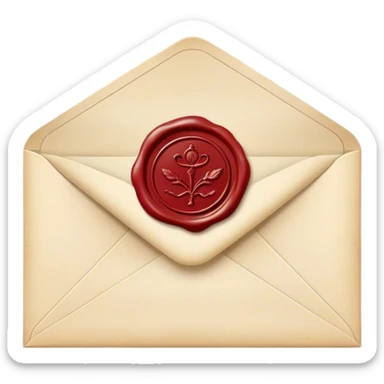an envelope with a vintage ethereal wax seal sticker