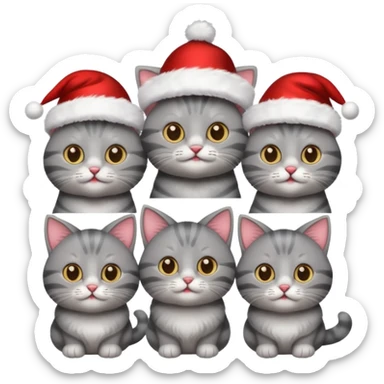 grey cats with Christmas hats sticker