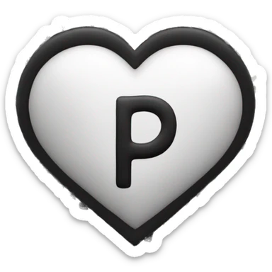 black and white heart with letter p in it sticker