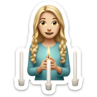 white girl lights a candle sticker
