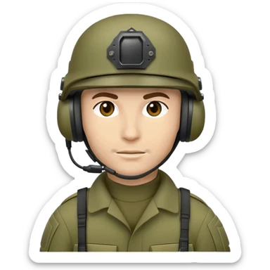 Modern soldier with tactical helmet and headset sticker