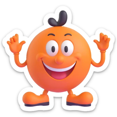 goofy character, 3D emoji style, round shapes, fun expression sticker