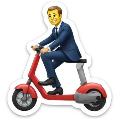 macron sur une trottinette sticker
