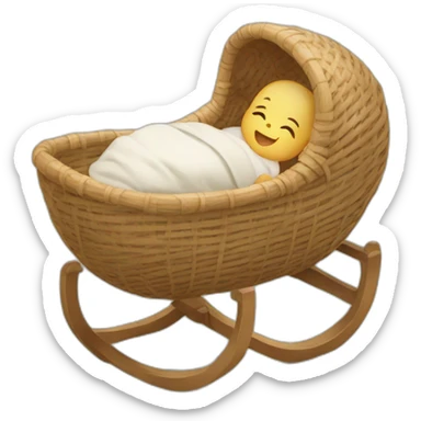 Newborn in a rattan cradle sticker
