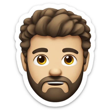 man head, angry eyebrows, scruffy brown hair, beard sticker