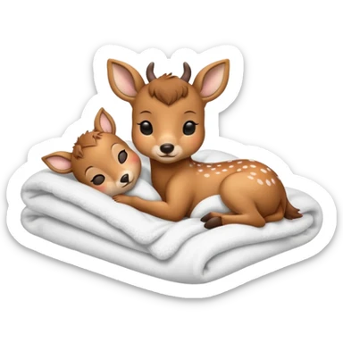 Baby deer sleeping in bed sticker