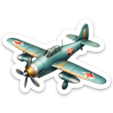 vintage propeller fighter plane sticker