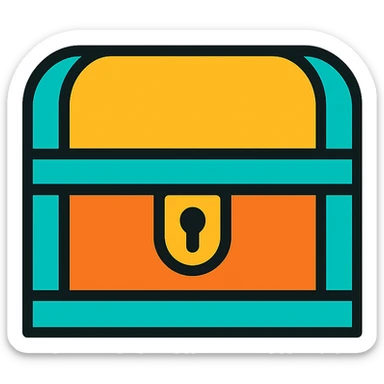 a chest, color outline icon style sticker