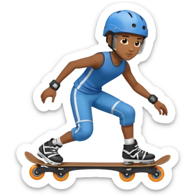 Roller blader black boy sticker