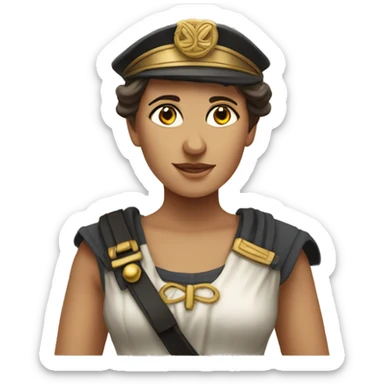 Ancient Greek female ship captain at the ship's weel sticker