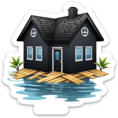 Flooded house in hurricane sticker