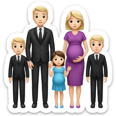 I want a couple. The wife is pregnant. Both the husband hand wife family are stand behind them. No kids sticker