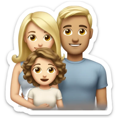 Brown hair mom and blonde baby and blonde dad sticker