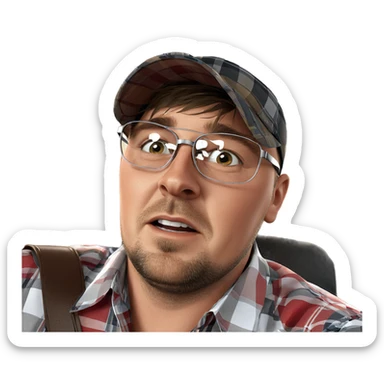 charming man in plaid shirt sticker