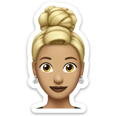 Woman blonde hair slick bun with earrings sticker