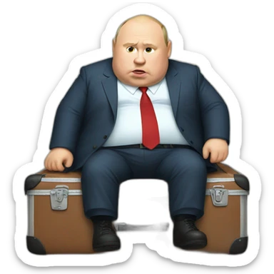 fat putin sitting in a suitcase sticker