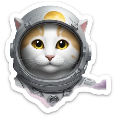 cat on moon with halo on head sticker
