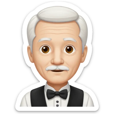 ai aik old man with white hair wearing waitor dress sticker
