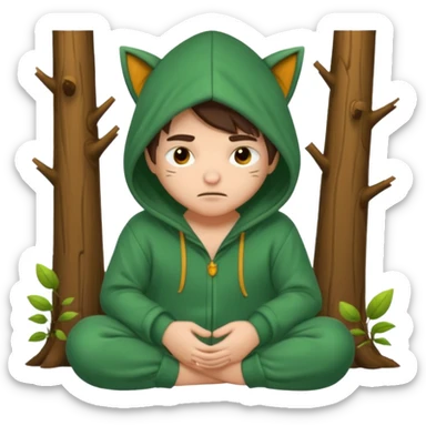 forest rogue in oversized hoodie pajamas sleepy face sticker