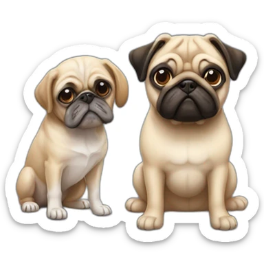 Two dogs a shitzu next to pug sticker