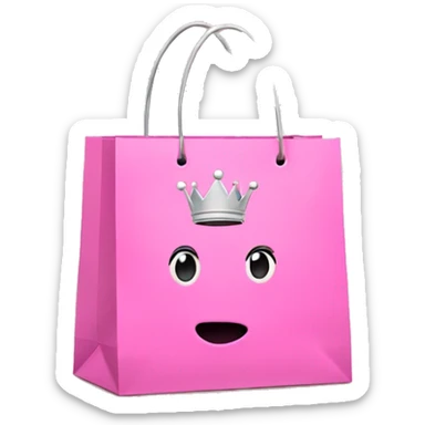 shopping bag pink with silver crown in front sticker