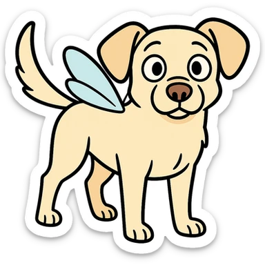 Make the image cartoonish with fairy wings, light fur, and large ears. Remove the background. sticker